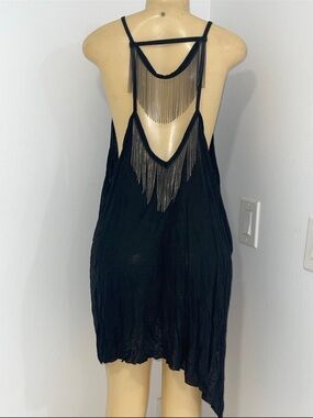 Free People Black Knit Tee with Logo Tag